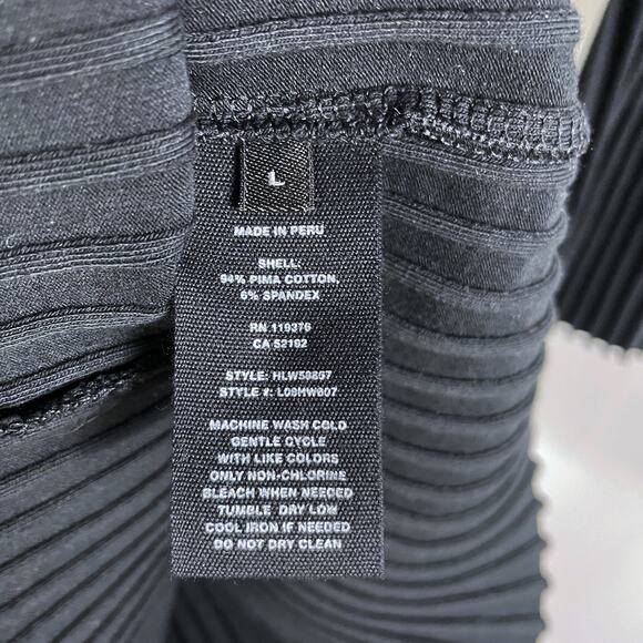 Helmut Lang Lux Pima‎ Long Sleeve Dress Black Ribbed Mini Collared Sz L - Picture 12 of 12